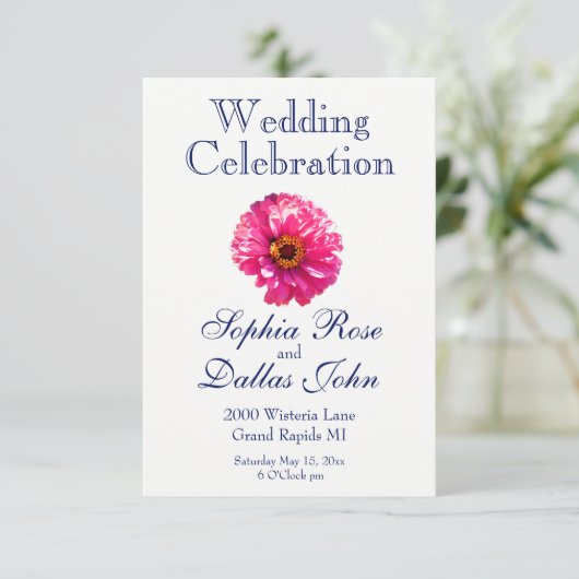 Pink Daisy Einladung (Stehend Vorderseite)
