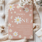 Pink Daisy Einladung 1. Geburtstag