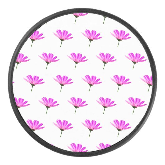 Pink Daisy Eishockey Puck (Vorderseite)