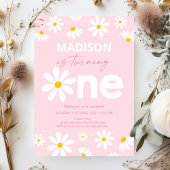 Pink Daisy Erster Geburtstag Einladung