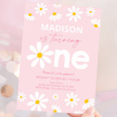 Pink Daisy Erster Geburtstag Einladung