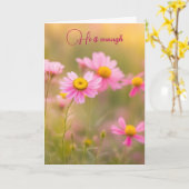 Pink Daisy Field zum Nachdenken Karte (Gelbe Blume)