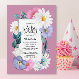 Pink Daisy Floral Baby Dusche Einladung