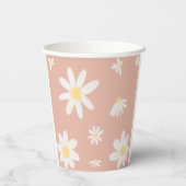 Pink Daisy Floral Baby Dusche Papiertücher Pappbecher (Rückseite)