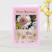 Pink Daisy Floral Bouquet, Schwester, Geburtstag Karte (Gelbe Blume)