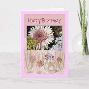 Pink Daisy Floral Bouquet, Schwester, Geburtstag Karte