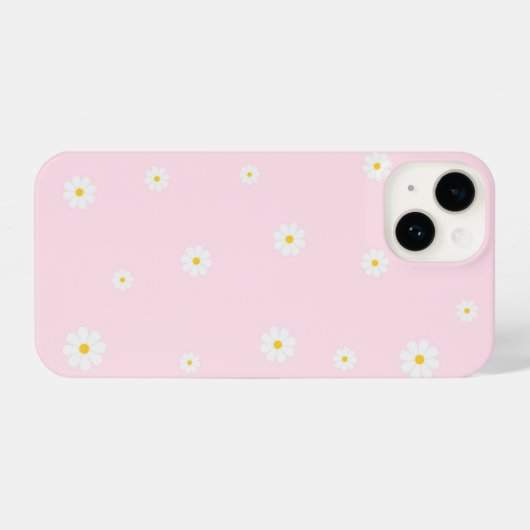 Pink Daisy Floral iPhone Case – Cute Spring Design Hülle (Rückseite (Horizontal))