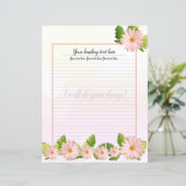 Pink Daisy Floral Lined Writer Paper (Stehend Vorderseite)