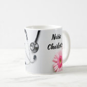 Pink Daisy Floral Nurse Geschenk Kaffeetasse (VorderseiteRechts)