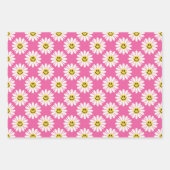Pink Daisy Floral Stripes Polka Dot Geschenkpapier Set (Vorderseite)