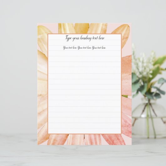 Pink Daisy Floral Writer Paper (Stehend Vorderseite)
