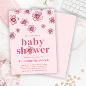 Pink Daisy Flower Girl Baby Shower Einladung