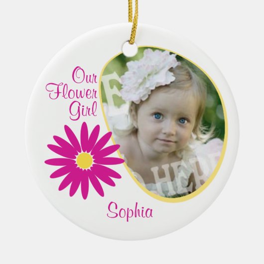 Pink Daisy Flower Girl Foto Keramikornament (Vorne)