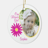 Pink Daisy Flower Girl Foto Keramikornament (Links)