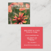 Pink Daisy Foto Landscaper Garden Wildblume Quadratische Visitenkarte (Vorne/Hinten)