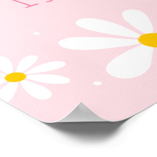Pink Daisy Geburtstag Willkommen Poster (Ecke)