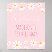 Pink Daisy Geburtstag Willkommen Poster (Vorne)