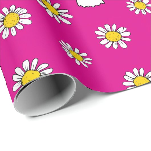 Pink Daisy Ghost Halloween Geschenkpapier (Rolleneckpunkt)