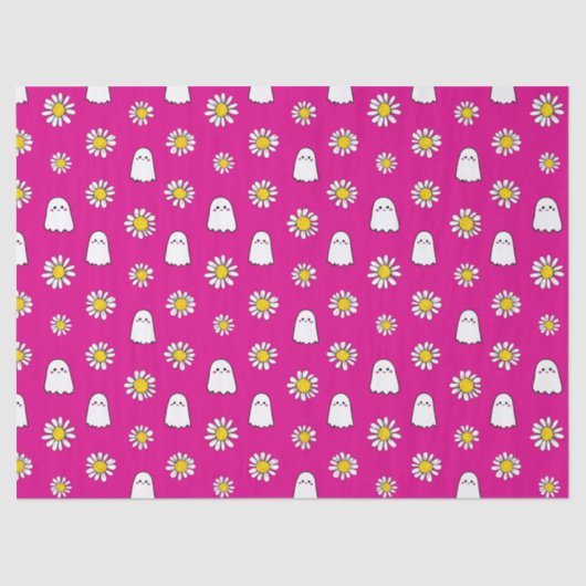 Pink Daisy Ghost Halloween Seidenpapier (Vorderseite)