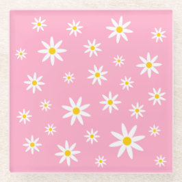 Pink Daisy Glass Untersetzer