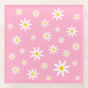 Pink Daisy Glass Untersetzer