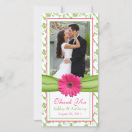 Pink Daisy Green Floral Ribbon Hochzeit Vielen Dan Dankeskarte