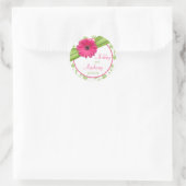 Pink Daisy Green White Floral Wedding Stickers (Tasche)