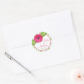 Pink Daisy Green White Floral Wedding Stickers (Umschlag)