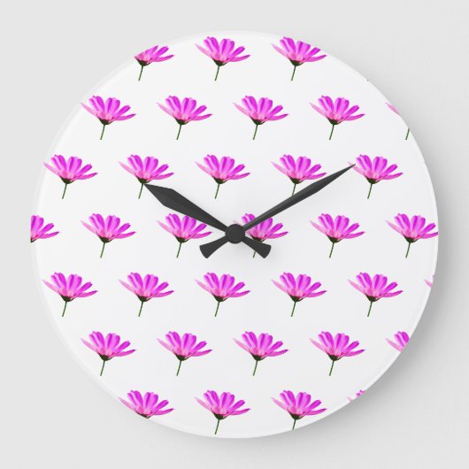 Pink Daisy Große Wanduhr (Vorderseite)