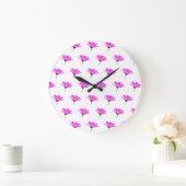 Pink Daisy Große Wanduhr (Zuhause)