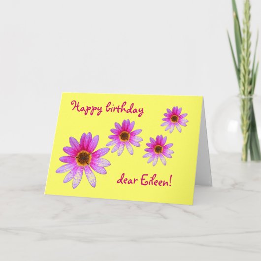 Pink Daisy Happy Birthday Eileen Karte (Vorderseite)