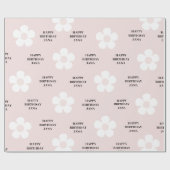 Pink Daisy Happy Birthday Elegant Geschenkpapier (Flach)