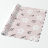 Pink Daisy Happy Birthday Elegant Geschenkpapier (Ungerollt)