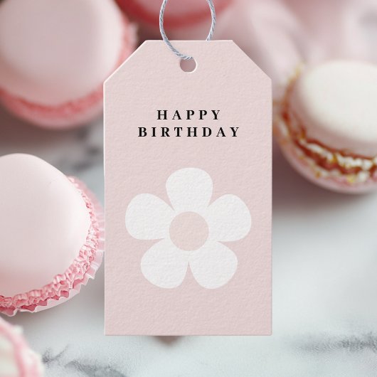 Pink Daisy Happy Birthday Geschenkanhänger