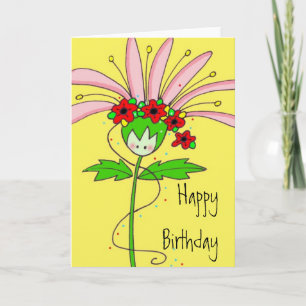 Pink Daisy Happy Birthday Karte