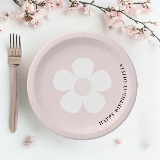 Pink Daisy Happy Birthday Pappteller