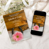 Pink Daisy Horseshoe Western Engagement Party Einladung