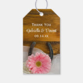 Pink Daisy Horseshoe Western Gastgeschenk Hochzeit Geschenkanhänger (Vorderseite)