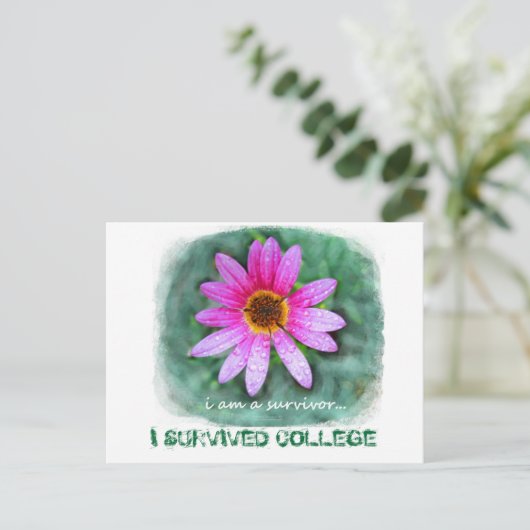 Pink Daisy Ich bin ein Überlebender Postkarte (Stehend Vorderseite)