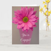 Pink Daisy in Vase Verlobung Karte (Gelbe Blume)