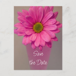 Pink Daisy in Vase Wedding Save the Date Ankündigungspostkarte