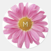 Pink Daisy INITIAL Spring Modern Colorful Fun Runder Aufkleber (Vorderseite)