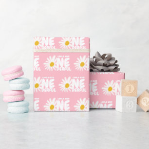 Pink Daisy Kleine Miss ONEderful 1. Geburtstag Geschenkpapier