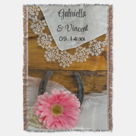 Pink Daisy, Lace and Horseshoe Western Wedding Decke