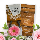 Pink Daisy, Lace and Horseshoe Western Wedding Programm