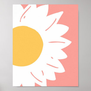 Pink Daisy – Minimalistische Blumenwandkunst Poster