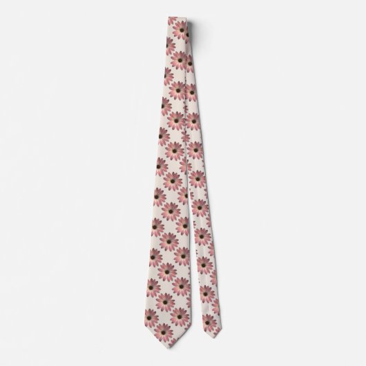Pink Daisy - Mink Leder Textur Bild Hintergrund Krawatte (Vorderseite)