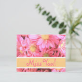 Pink Daisy "Miss You" Postkarte (Stehend Vorderseite)