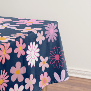 Pink Daisy Muster 01.bw DBlue BG Tischdecke