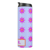 Pink Daisy Muster Name individuell einstellbar Thermosbecher (Nach rechts gedreht)